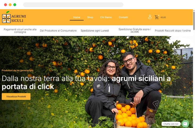 Sito web realizzato da Creativa per Agrumi Siculi