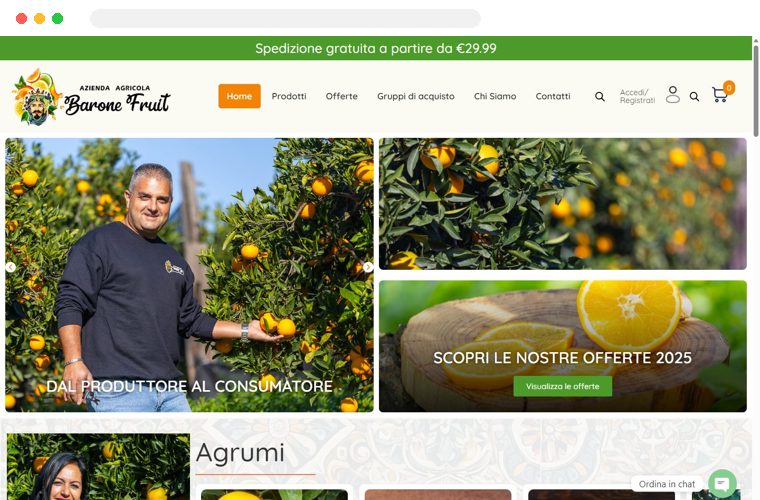 Sito web realizzato da Creativa per Barone Fruit
