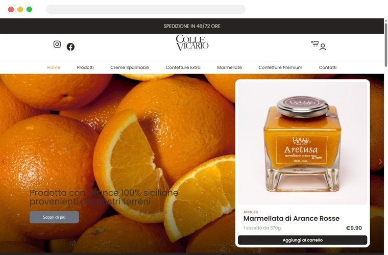 Sito web realizzato da Creativa per Colle Vicario