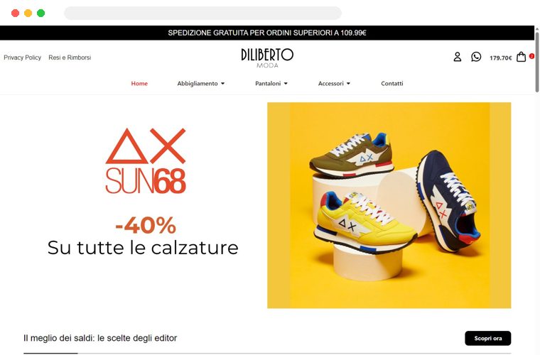 Sito web realizzato da Creativa per Diliberto Moda