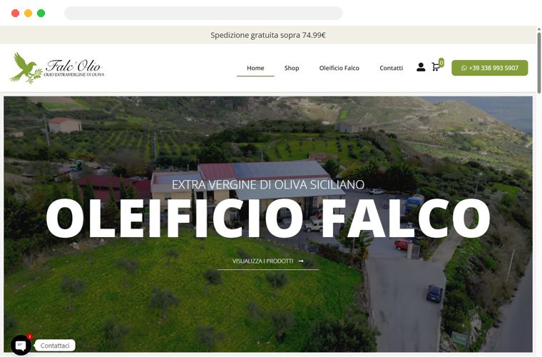 Sito web realizzato da Creativa per Falc'Olio