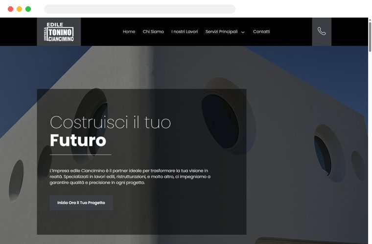 Sito web realizzato da Creativa per Impresa Edile Ciancimino