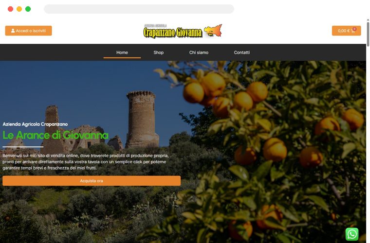 Sito web realizzato da Creativa per Le Arance di Giovanna