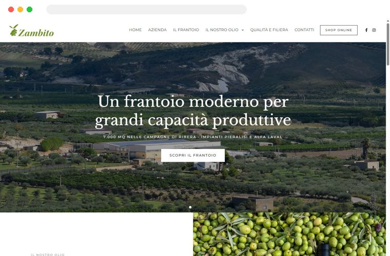 Sito web realizzato da Creativa per Oleificio Zambito