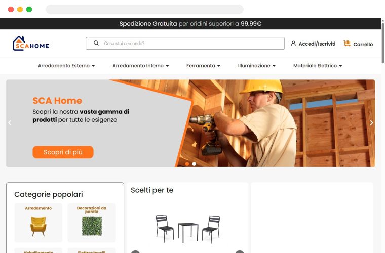 Sito web realizzato da Creativa per Sca Home