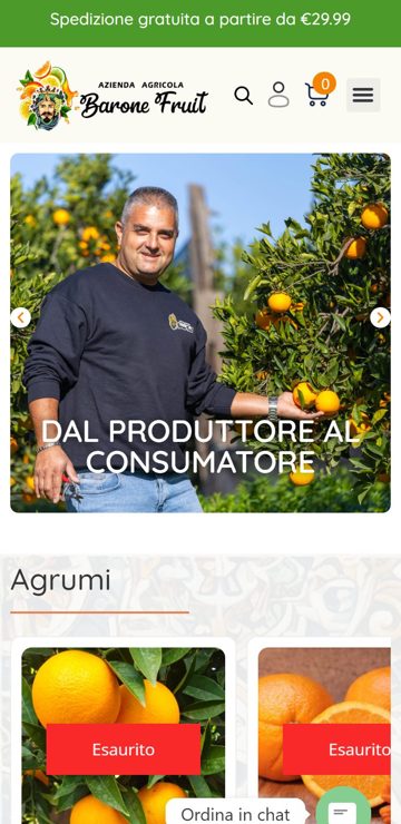 Sito web realizzato da Creativa per Barone Fruit