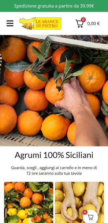Sito web realizzato da Creativa per Le Arance di Pietro