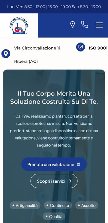 Sito web realizzato da Creativa per Ortopedia Caruana