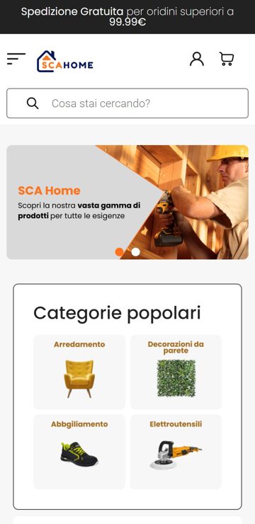 Sito web realizzato da Creativa per Sca Home